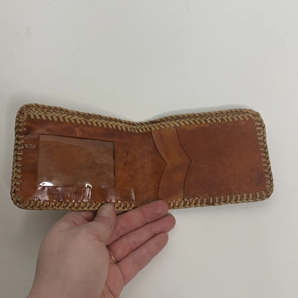Handmade Men’s Rugged Leather Wallet | Brown Folding Money Holder